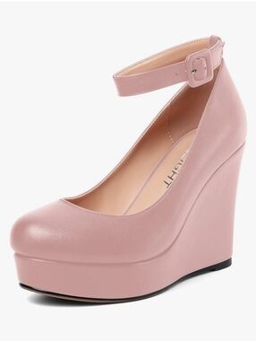 Colorblock Wedge Pumps — Pink,